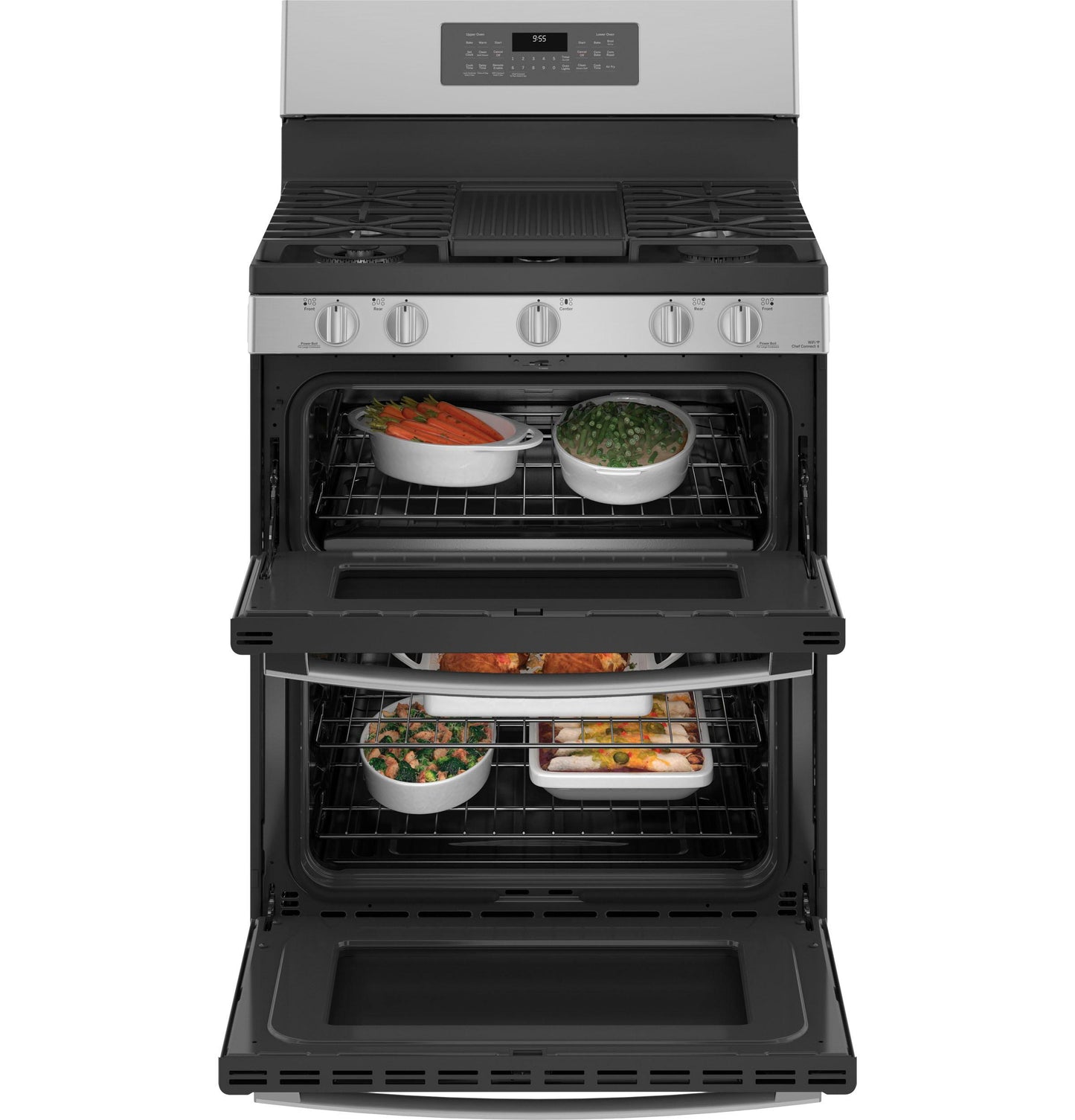 PGB965YPFS GE Profile™ 30" Free-Standing Gas Double Oven Convection Fingerprint Resistant Range with No Preheat Air Fry