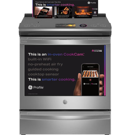PHS93XYPFS GE Profile™ 30" Smart Slide-In Front-Control Induction Fingerprint Resistant Range with In Oven Camera