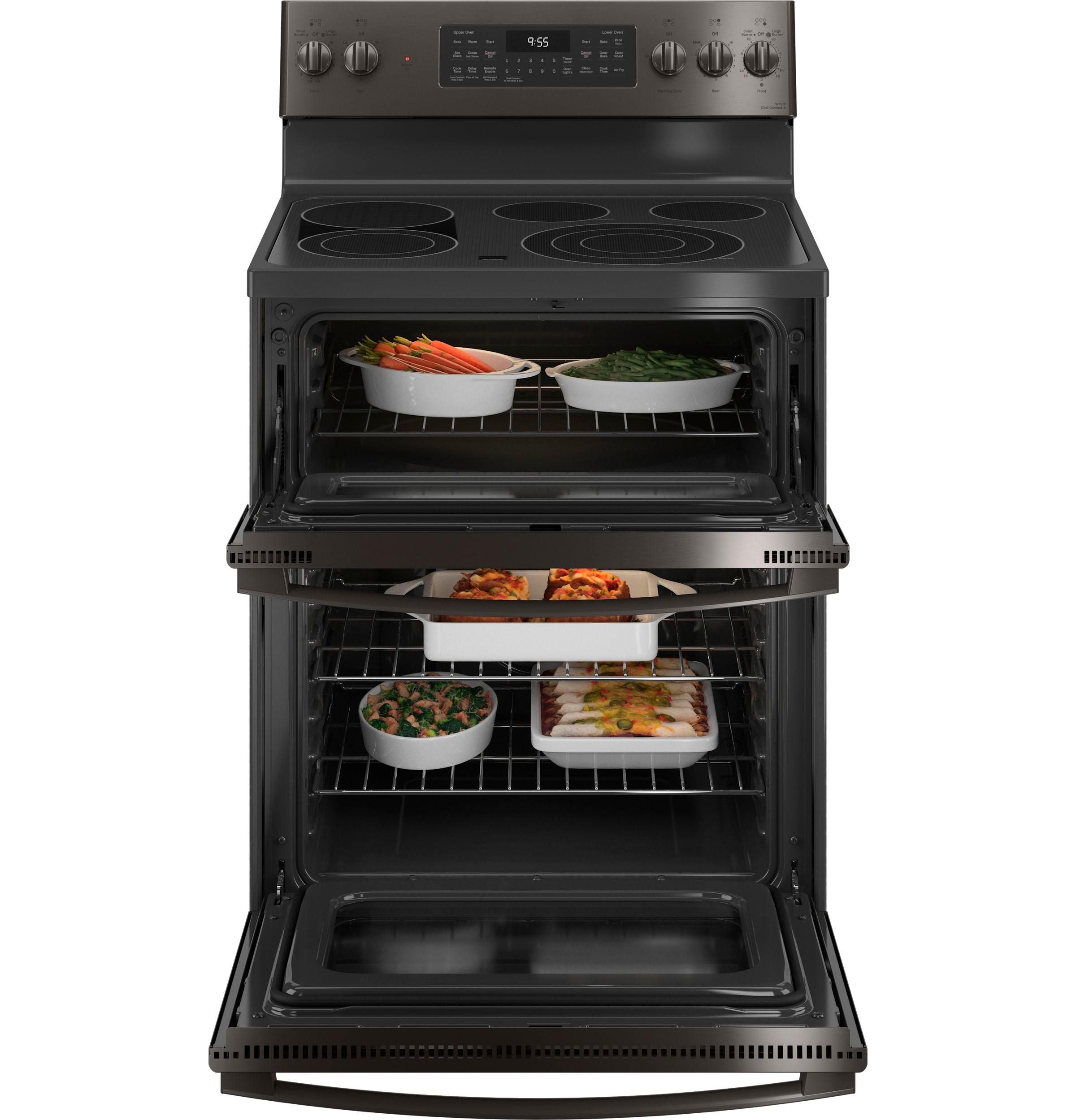 GE 30 in. 6.6 cu. ft. Convection Double Oven Freestanding Electric Range  with 5 Smoothtop Burners - Stainless Steel
