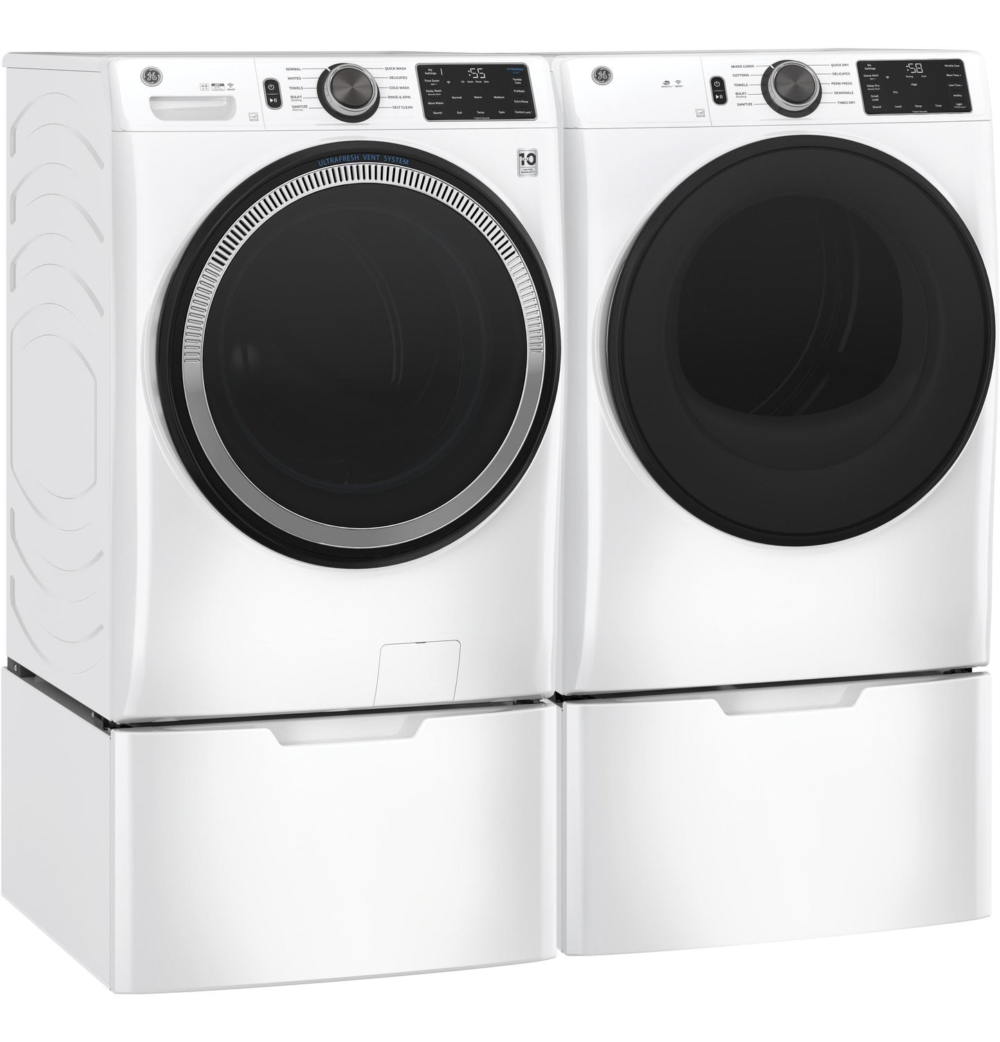 GFW550SSNWW GE® ENERGY STAR 4.8 cu. ft. Capacity Smart Front Load ® Washer with UltraFresh Vent System with OdorBlock™ and Sanitize w/Oxi