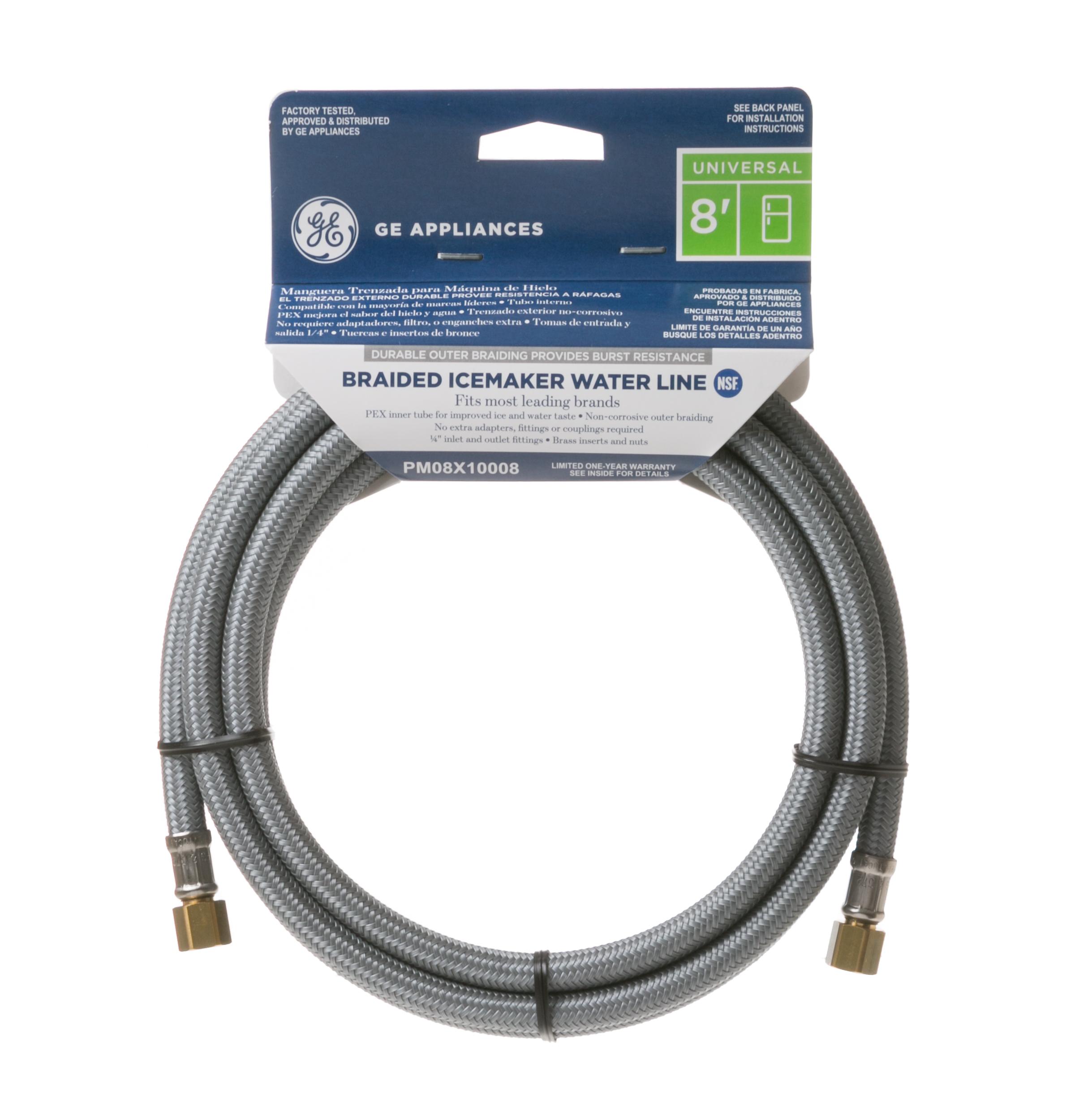 8' Universal Braided Water Line for Icemaker and/or Dispenser