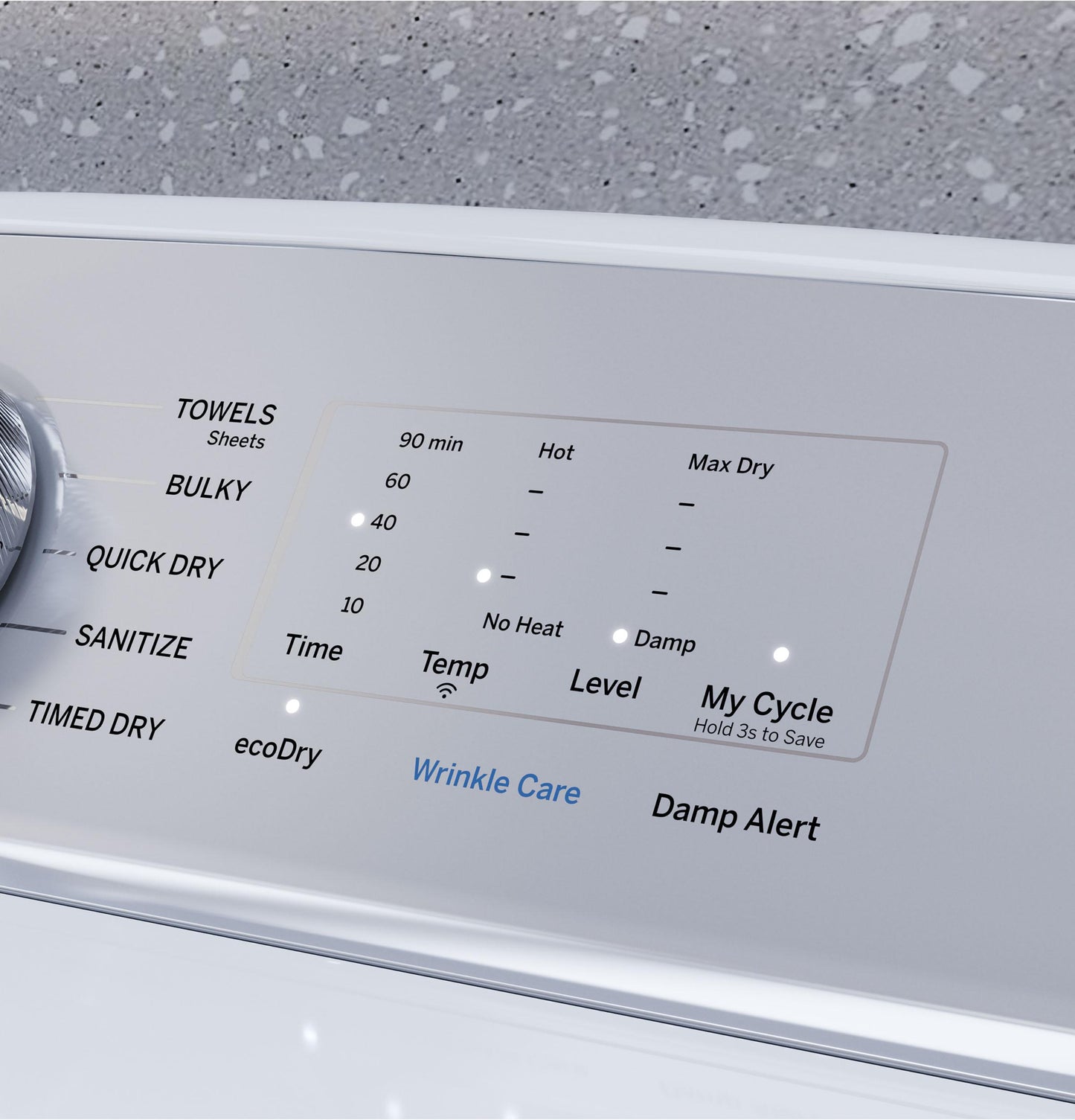 PTD60EBSRWS GE Profile™ ENERGY STAR® 7.4 cu. ft. Capacity aluminized alloy drum Electric Dryer with Sanitize Cycle and Sensor Dry