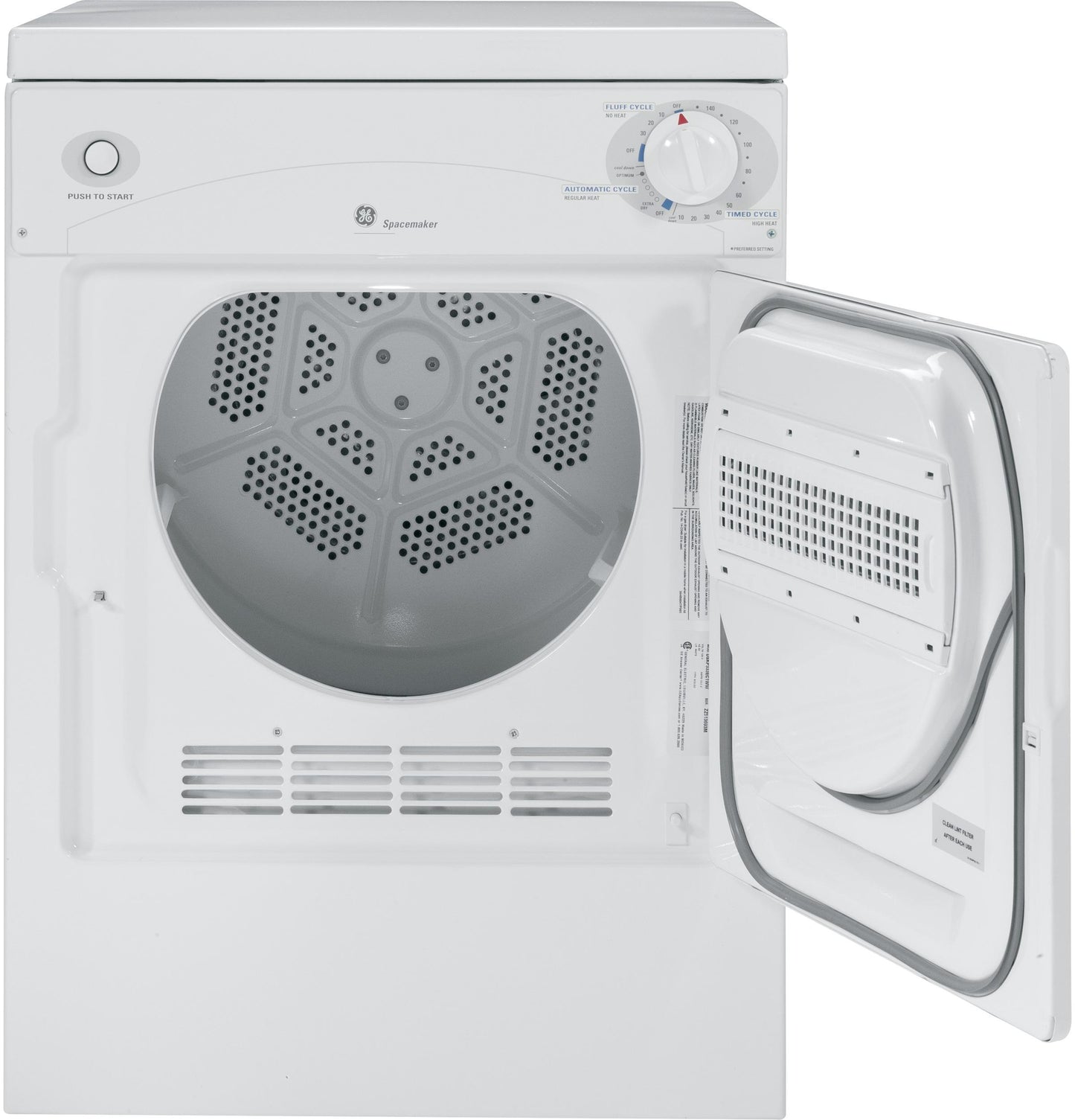 DSKP333ECWW GE Spacemaker® 120V 3.6 cu. ft. Capacity Portable Electric Dryer