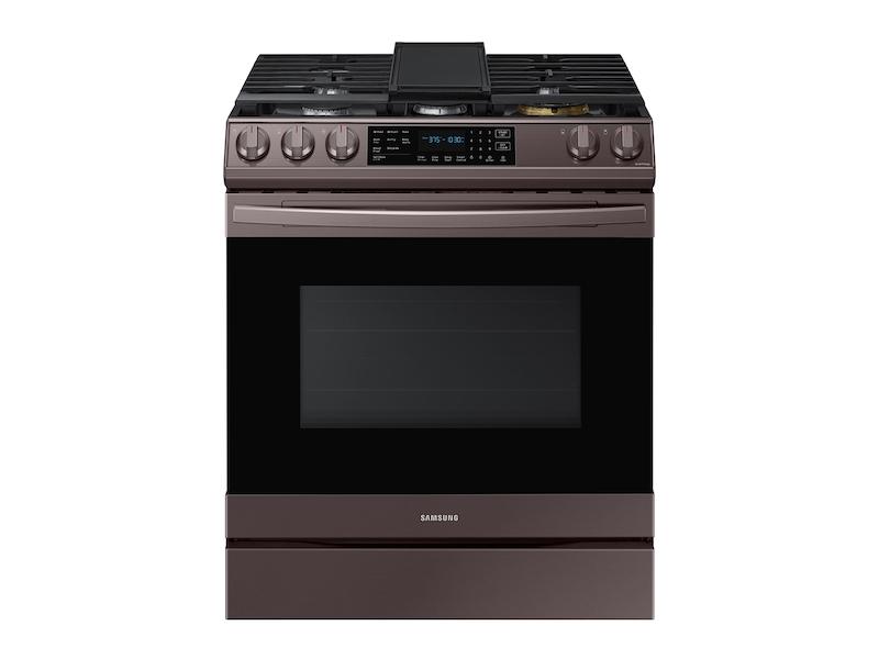Samsung 6.0 cu ft. Smart Slide-in Gas Range with Air Fry in Tuscan Stainless Steel
