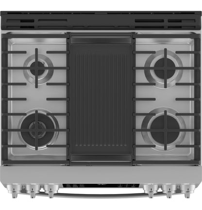 P2S930YPFS GE Profile™ 30" Smart Dual Fuel Slide-In Front-Control Fingerprint Resistant Range
