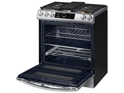 Samsung 6.3 cu. ft. Flex Duo™ Front Control Slide-in Dual Fuel Range with Smart Dial, Air Fry, and Wi-Fi in Stainless Steel