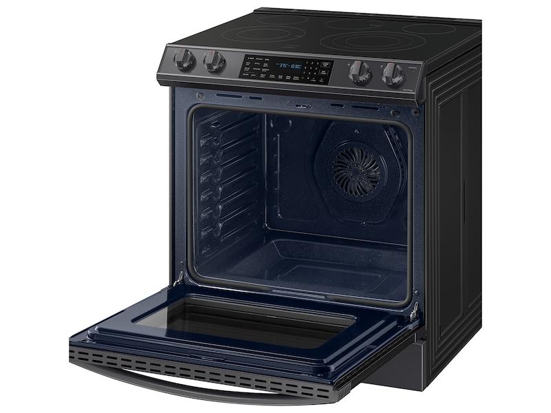 Samsung 6.3 cu. ft. Smart Slide-in Electric Range with Air Fry in Black Stainless Steel