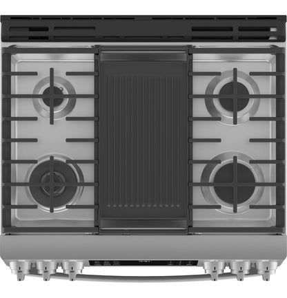 PGS930YPFS GE Profile™ 30" Smart Slide-In Front-Control Gas Fingerprint Resistant Range with No Preheat Air Fry