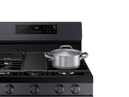 Samsung NX60A6311SG 6.0 cu. ft. Smart Freestanding Gas Range with 18K BTU Dual Power Burner & Self Clean in Black Stainless Steel