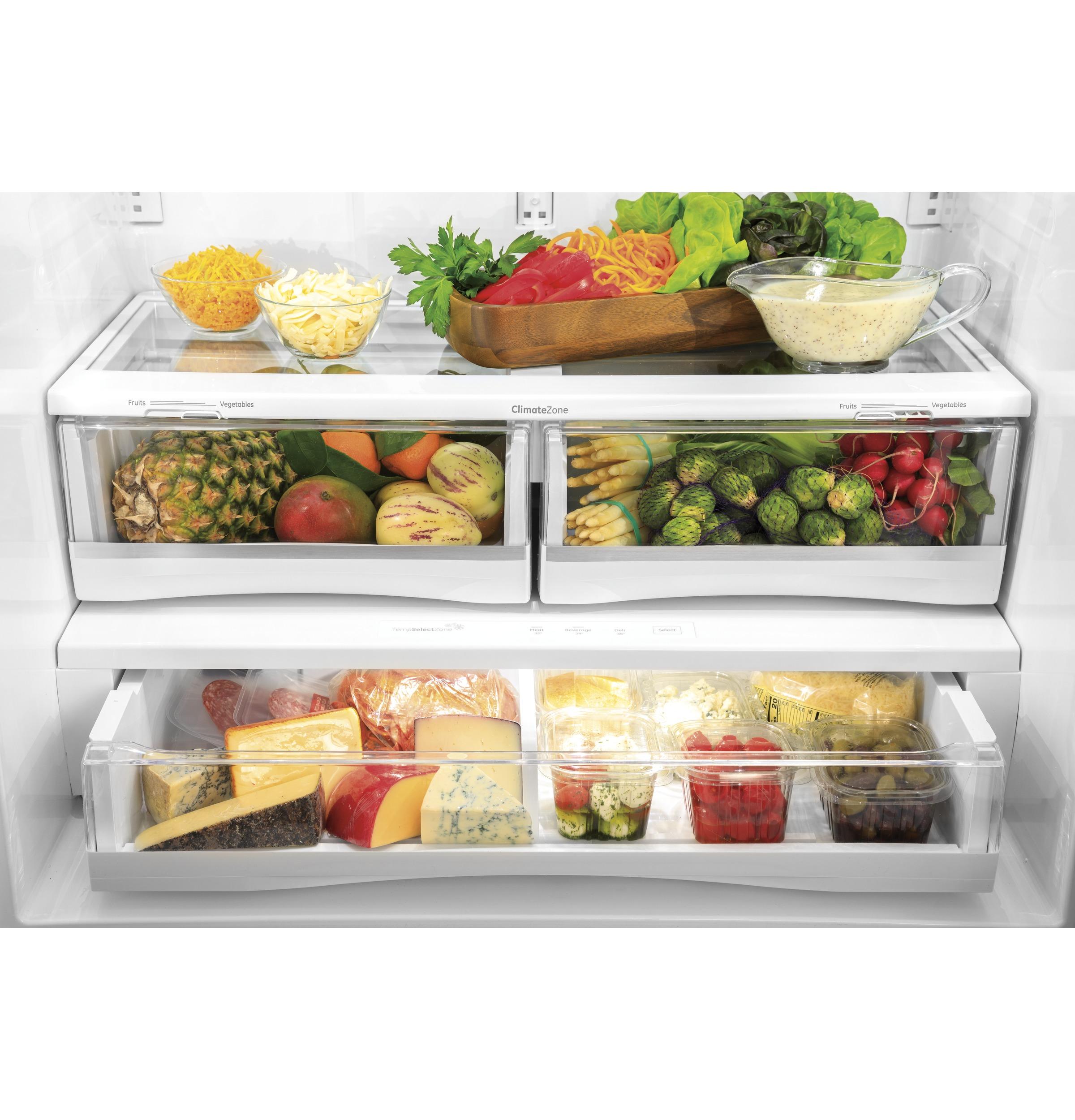 PWE23KYNFS GE Profile™ ENERGY STAR® 23.1 Cu. Ft. Counter-Depth Fingerprint Resistant French-Door Refrigerator