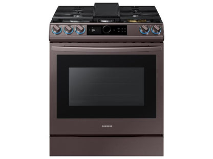 Bespoke Smart Slide-in Gas Range 6.0 cu. ft. with Smart Dial, Air Fry & Wi-Fi in Tuscan Steel