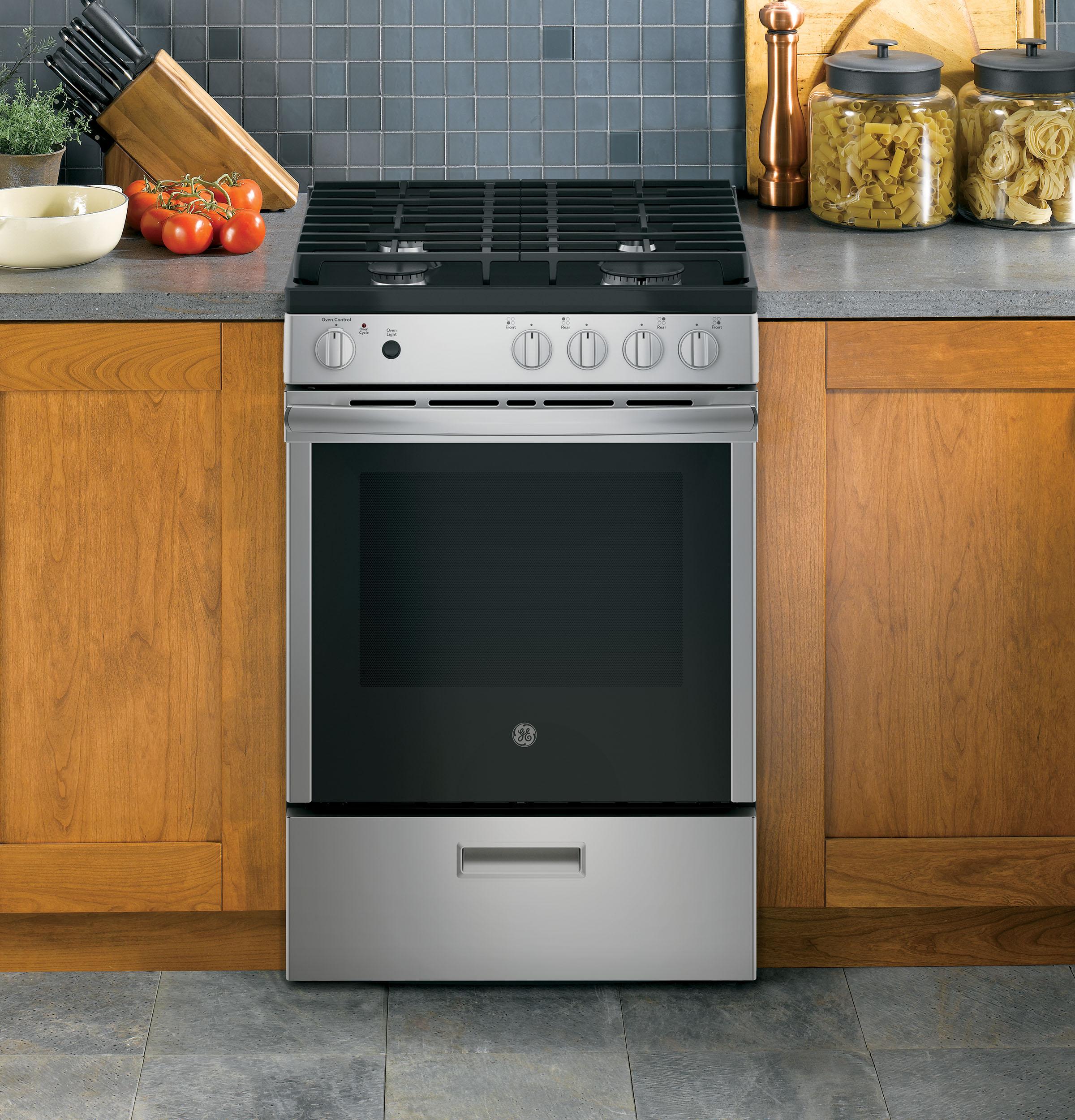 JGAS640RMSS GE® 24" Steam Clean Free-Standing/Slide-in Gas Range