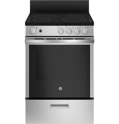 JAS640RMSS GE® ENERGY STAR® 24" Free-Standing/Slide-in Front Control Range with Steam Clean and Large Window