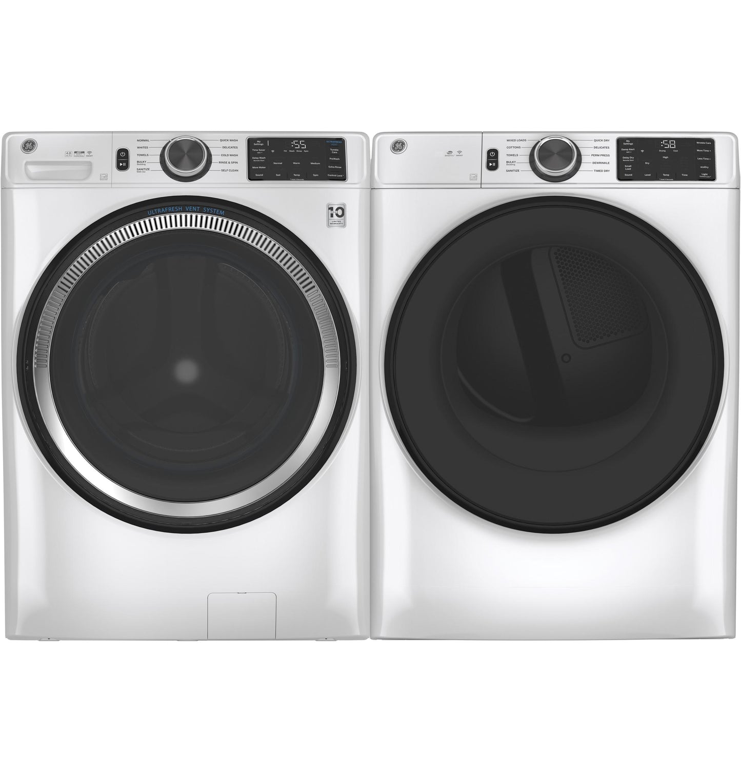 GFW550SSNWW GE® ENERGY STAR 4.8 cu. ft. Capacity Smart Front Load ® Washer with UltraFresh Vent System with OdorBlock™ and Sanitize w/Oxi