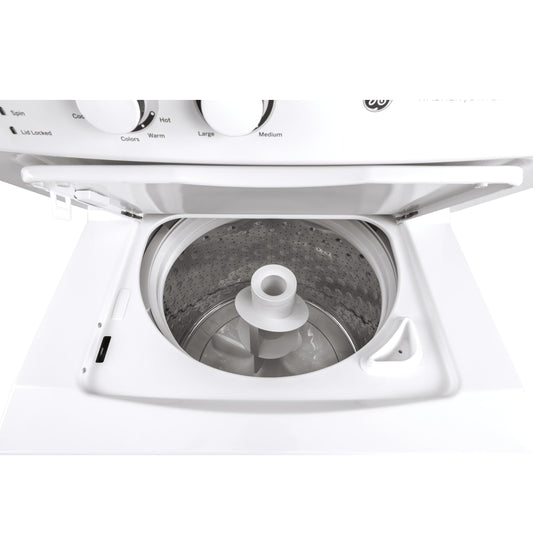 GUV27ESSMWW GE Unitized Spacemaker® 3.8 cu. ft. Capacity Washer with Stainless Steel Basket and 5.9 cu. ft. Capacity Long Vent Electric Dryer