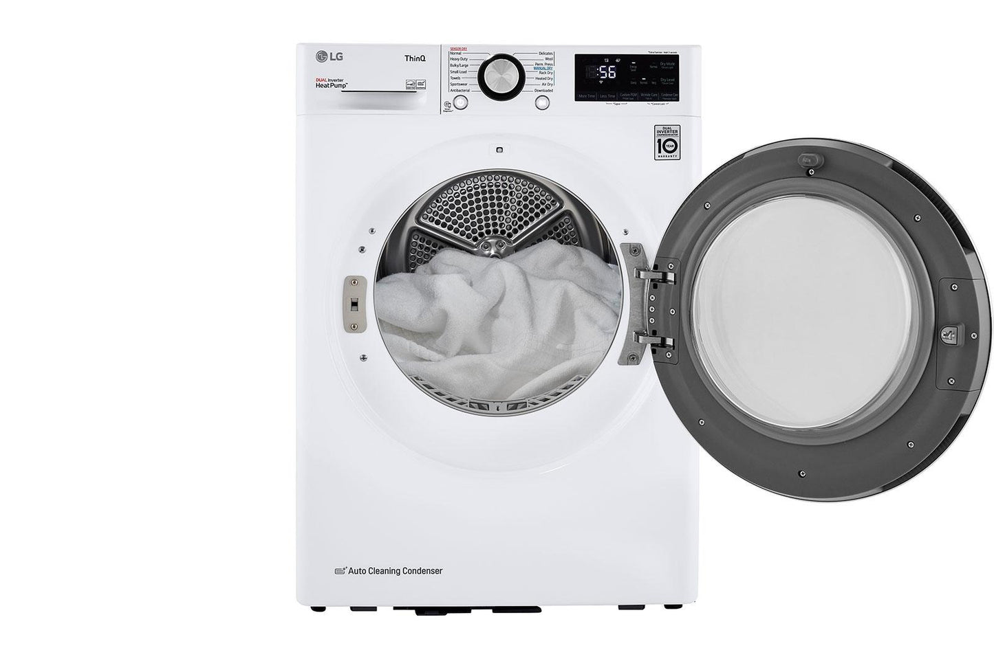 Lg DLHC1455W 4.2 cu. ft. Smart Wi-Fi Enabled Compact Front Load Dryer with Dual Inverter HeatPump™ Technology