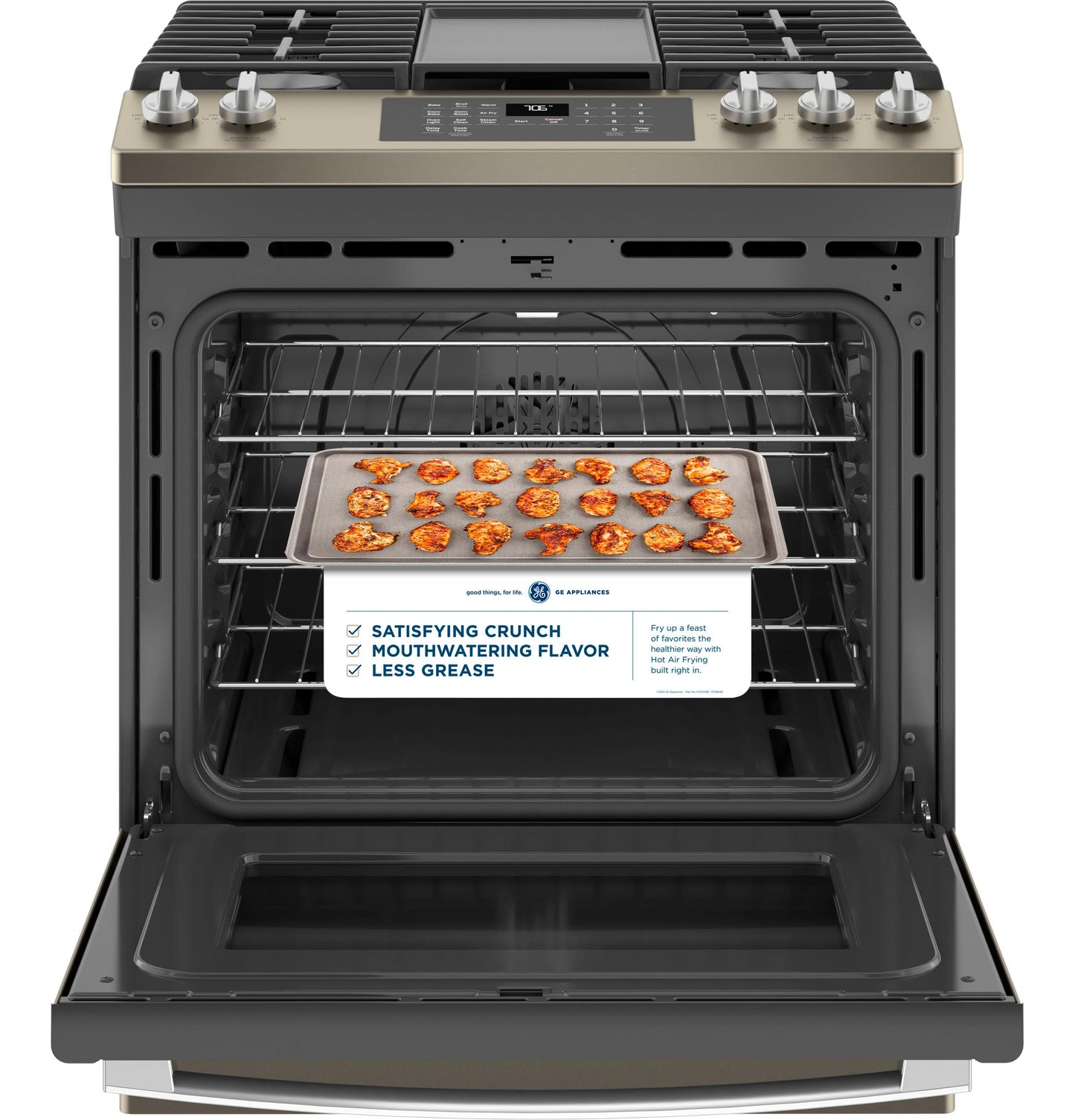 JGS760EPES GE® 30" Slide-In Front-Control Convection Gas Range with No Preheat Air Fry