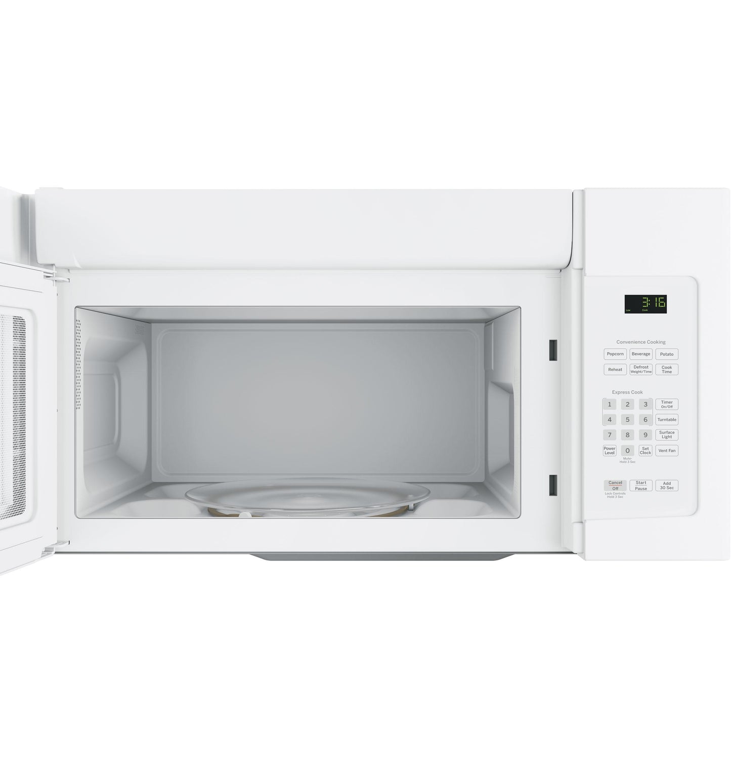 JNM3163DJWW GE® 1.6 Cu. Ft. Over-the-Range Microwave Oven with Recirculating Venting