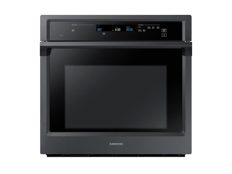 Samsung 30" Smart Single Electric Wall Oven with Steam Cook in Black Stainless Steel