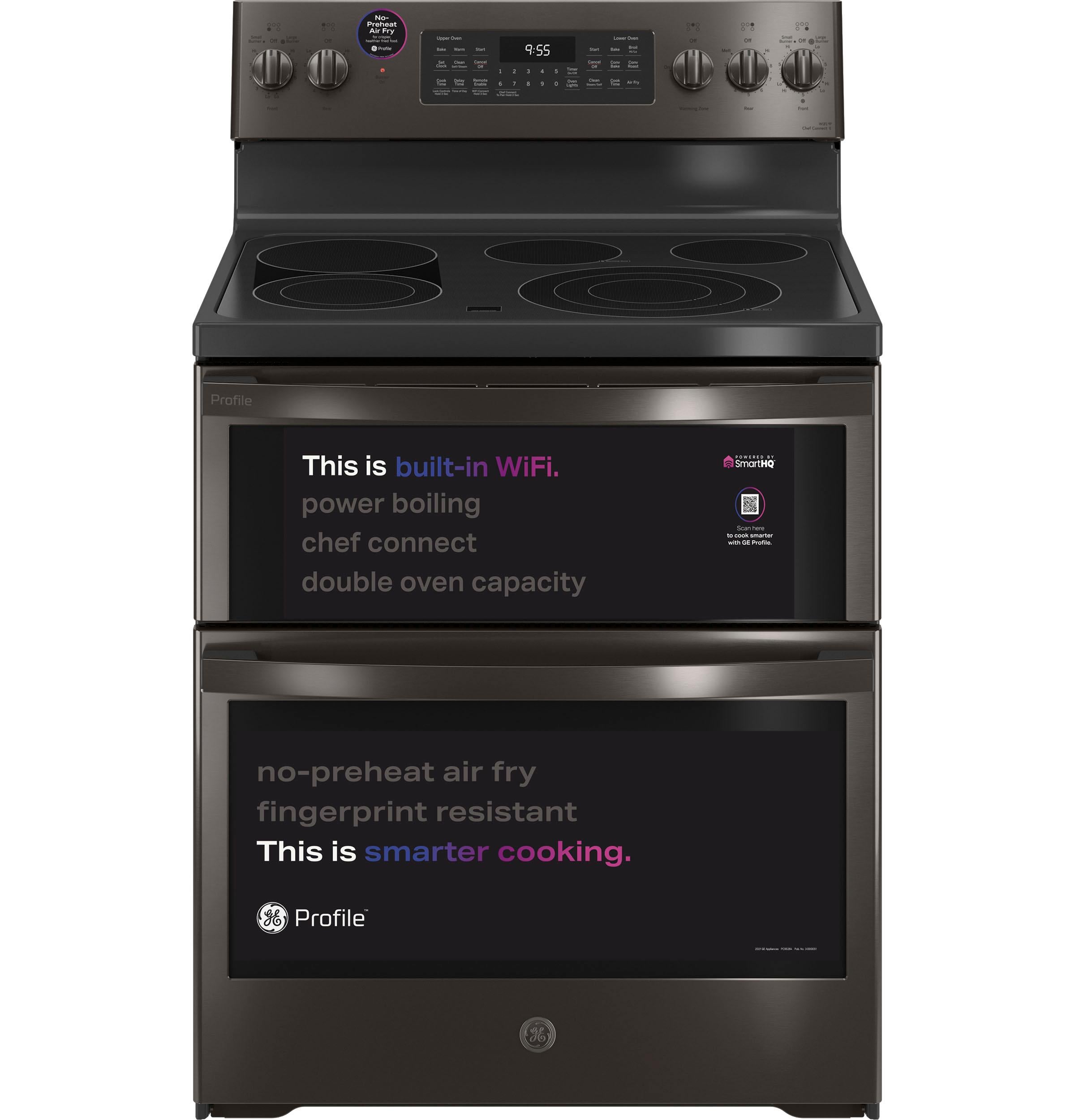 PB965BPTS GE Profile™ 30" Smart Free-Standing Electric Double Oven Convection Range with No Preheat Air Fry