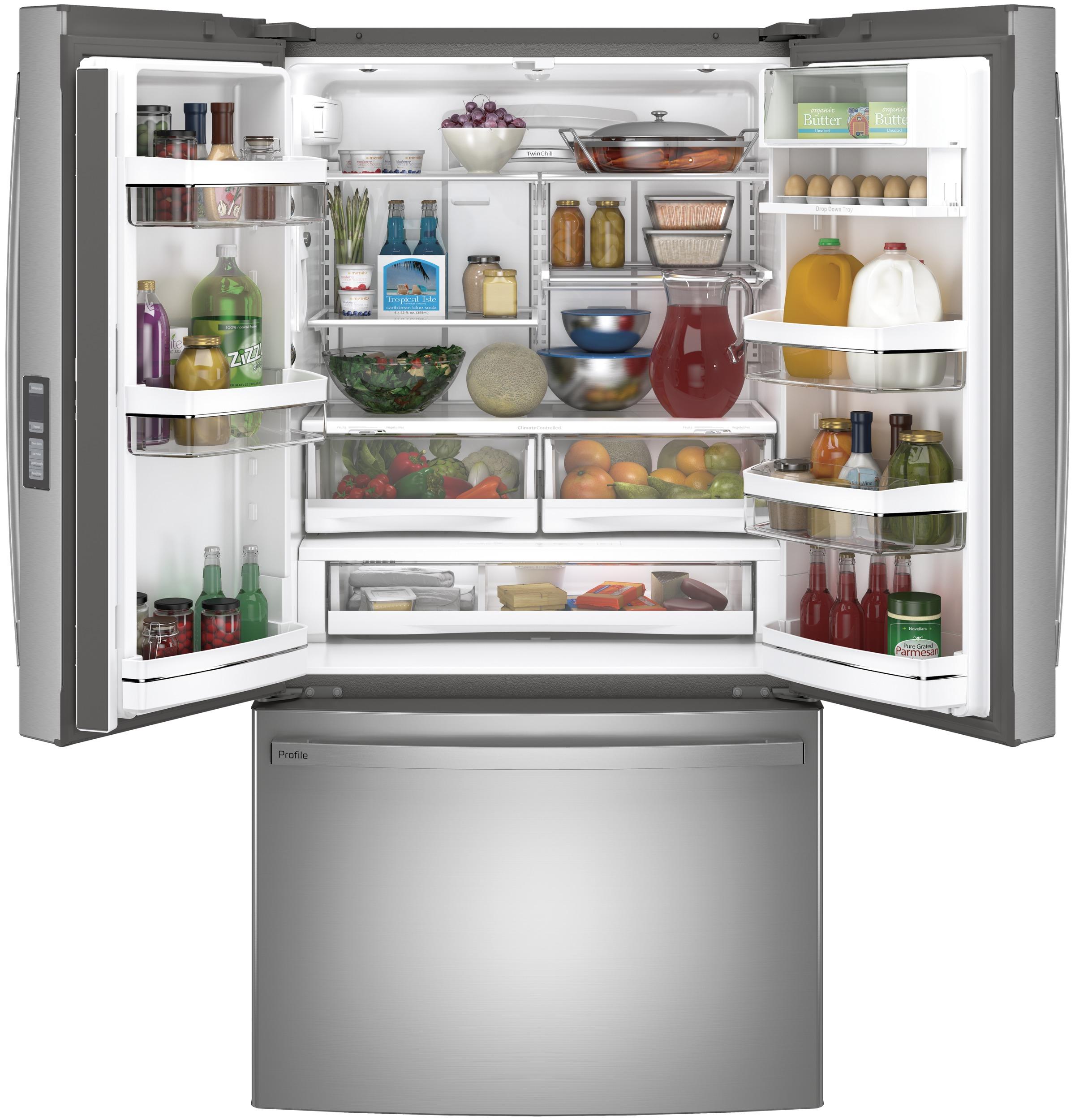 PWE23KYNFS GE Profile™ ENERGY STAR® 23.1 Cu. Ft. Counter-Depth Fingerprint Resistant French-Door Refrigerator