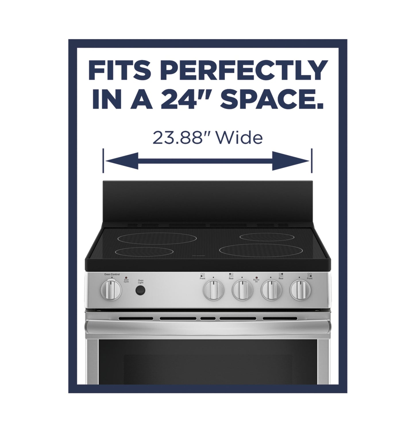 JAS640RMSS GE® ENERGY STAR® 24" Free-Standing/Slide-in Front Control Range with Steam Clean and Large Window