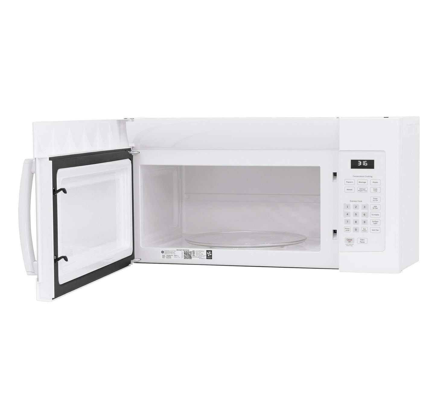 JVM3160DFWW GE® 1.6 Cu. Ft. Over-the-Range Microwave Oven