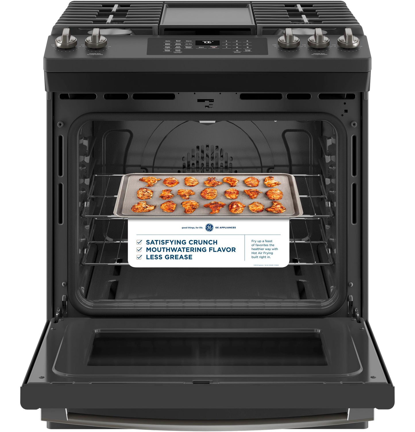 GE® 30" Slide-In Front-Control Convection Gas Range with No Preheat Air Fry