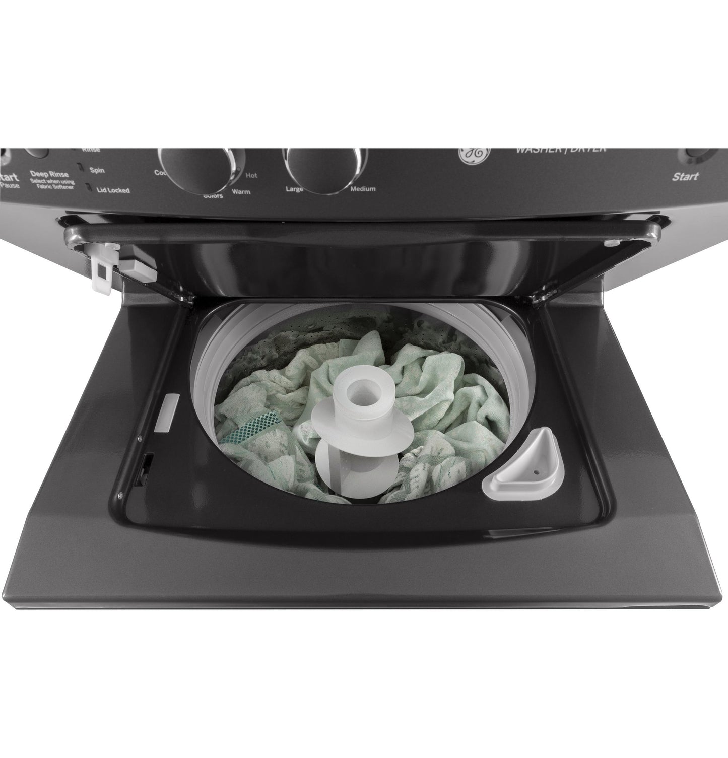 GUD27GSPMDG GE Unitized Spacemaker® 3.8 cu. ft. Capacity Washer with Stainless Steel Basket and 5.9 cu. ft. Capacity Gas Dryer