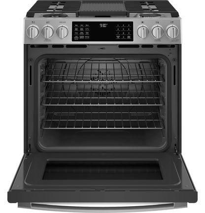 P2S930YPFS GE Profile™ 30" Smart Dual Fuel Slide-In Front-Control Fingerprint Resistant Range