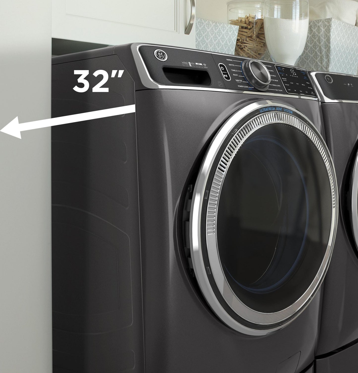 GFW550SSNWW GE® ENERGY STAR 4.8 cu. ft. Capacity Smart Front Load ® Washer with UltraFresh Vent System with OdorBlock™ and Sanitize w/Oxi