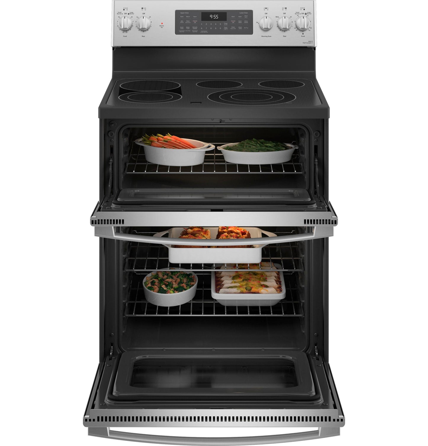 PB965YPFS GE Profile™ 30" Smart Free-Standing Electric Double Oven Convection Range with No Preheat Air Fry