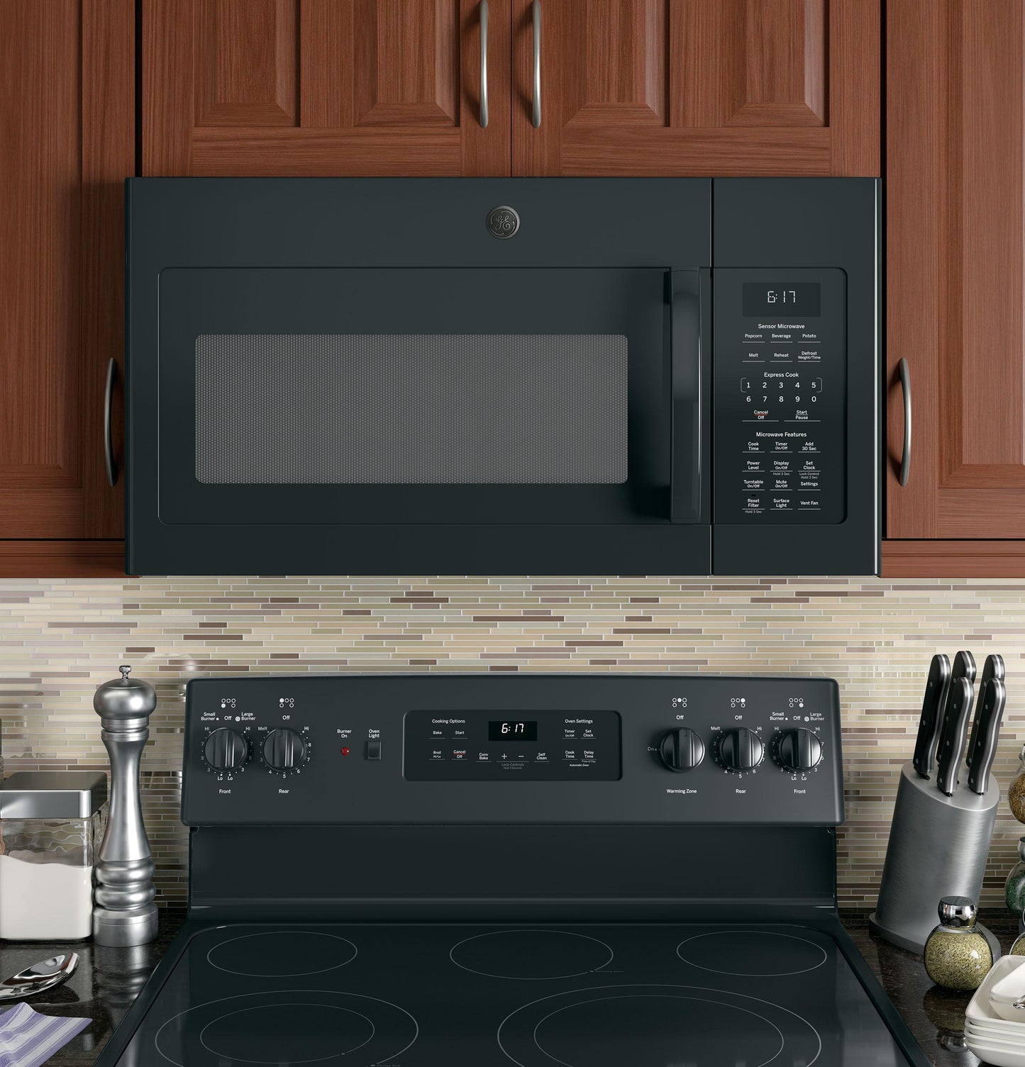 JVM6175DKBB GE® 1.7 Cu. Ft. Over-the-Range Sensor Microwave Oven