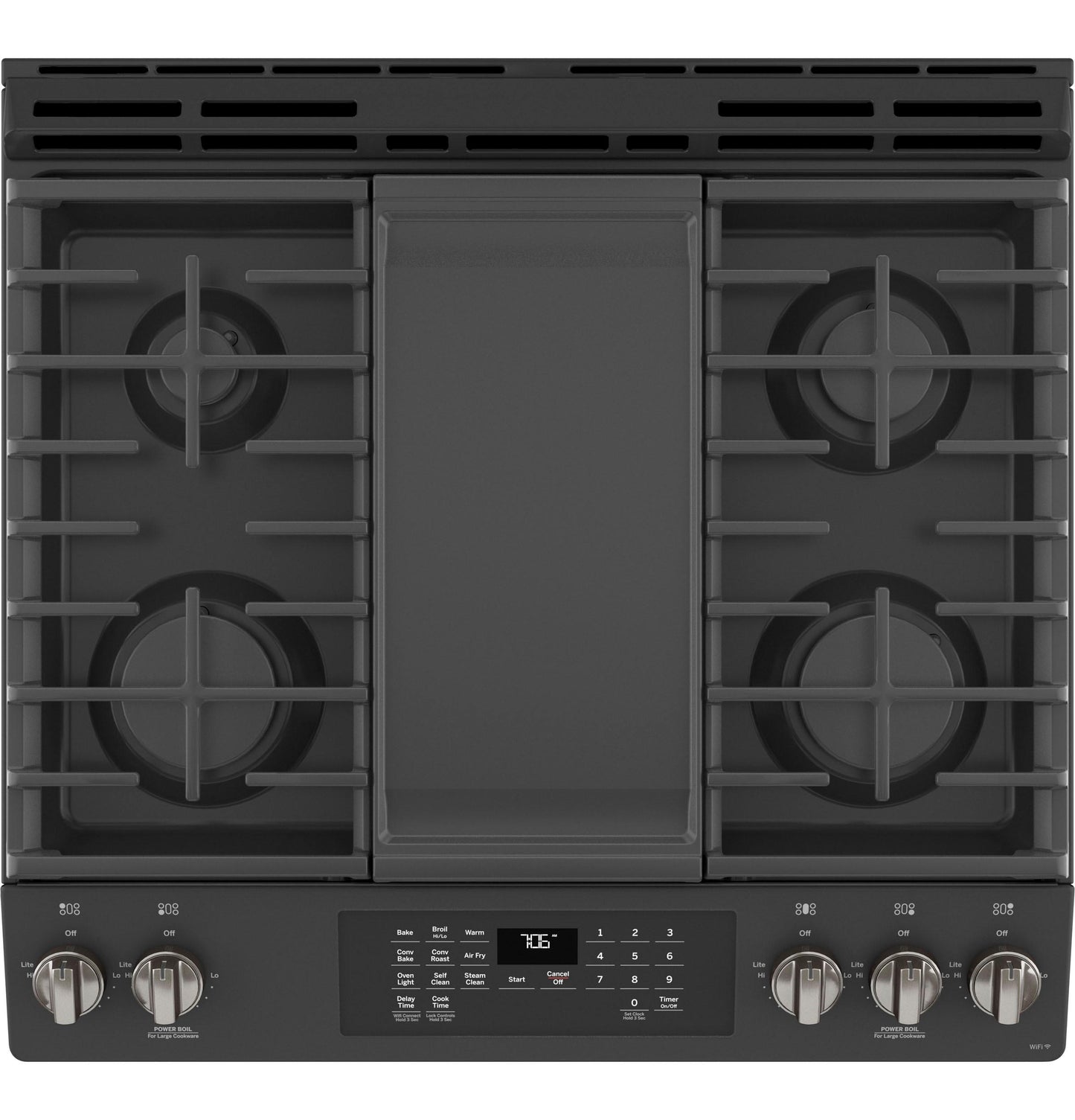 GE® 30" Slide-In Front-Control Convection Gas Range with No Preheat Air Fry
