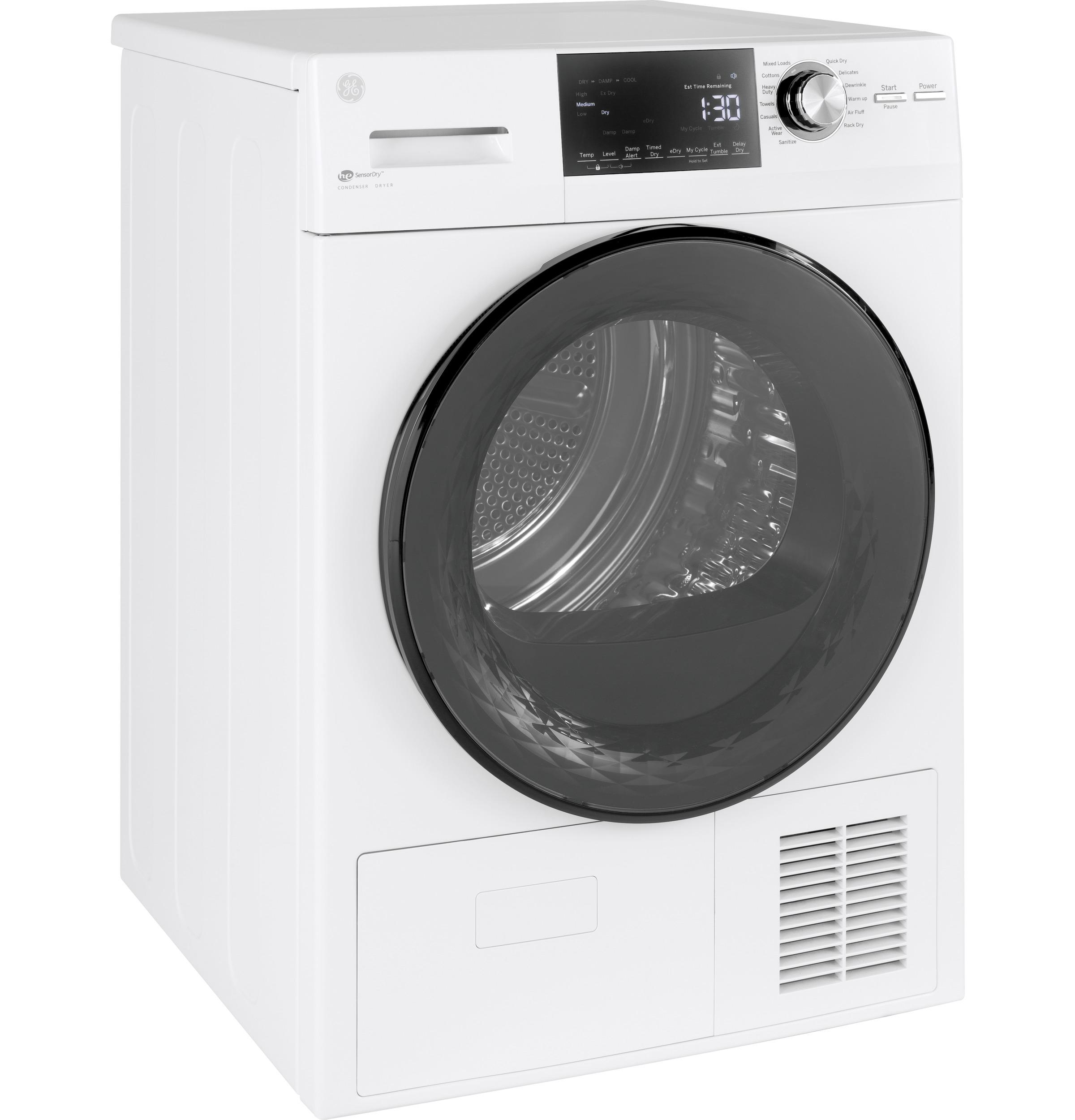 GE® ENERGY STAR® 24" 4.1 Cu.Ft. Front Load Ventless Condenser Electric Dryer with Stainless Steel Basket