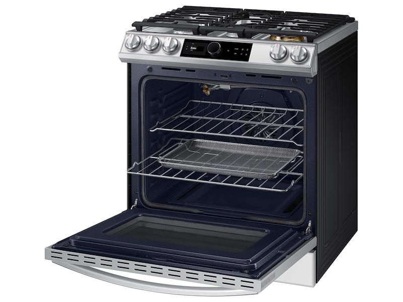 Bespoke Smart Slide-in Gas Range 6.0 cu. ft. with Smart Dial, Air Fry & Wi-Fi in White Glass