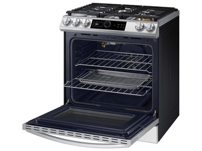 Bespoke Smart Slide-in Gas Range 6.0 cu. ft. with Smart Dial, Air Fry & Wi-Fi in White Glass