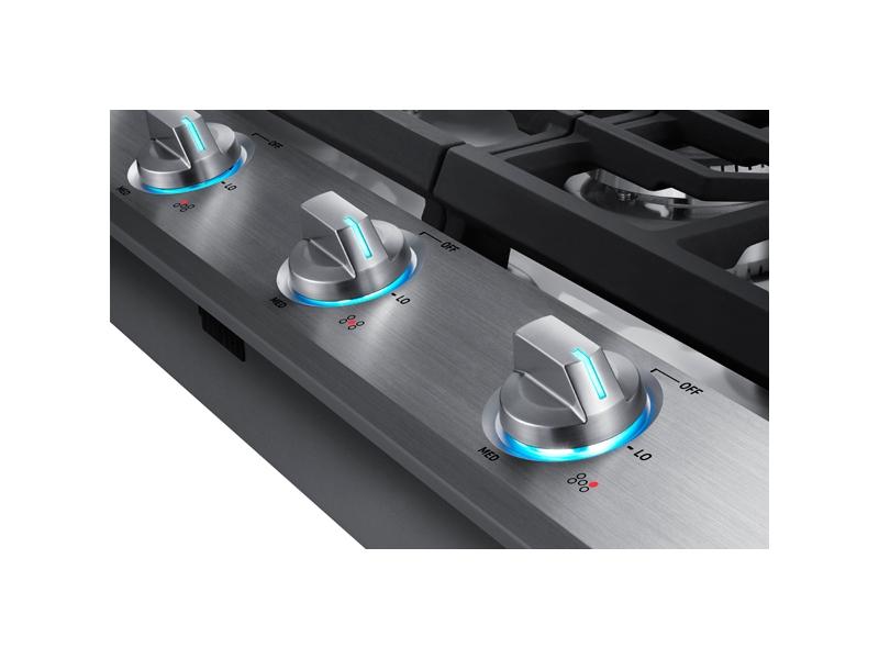Samsung 36" Smart Gas Cooktop with Illuminated Knobs in Stainless Steel