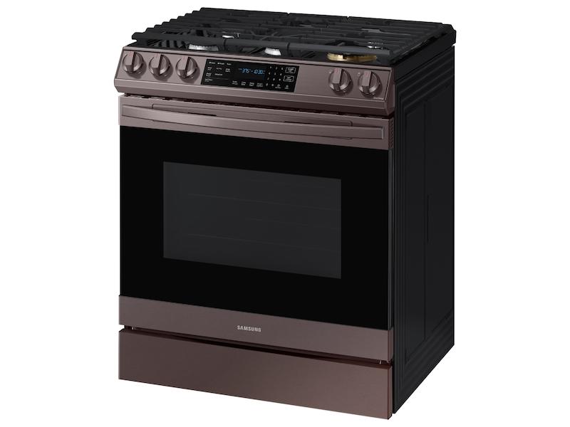 Samsung 6.0 cu ft. Smart Slide-in Gas Range with Air Fry in Tuscan Stainless Steel