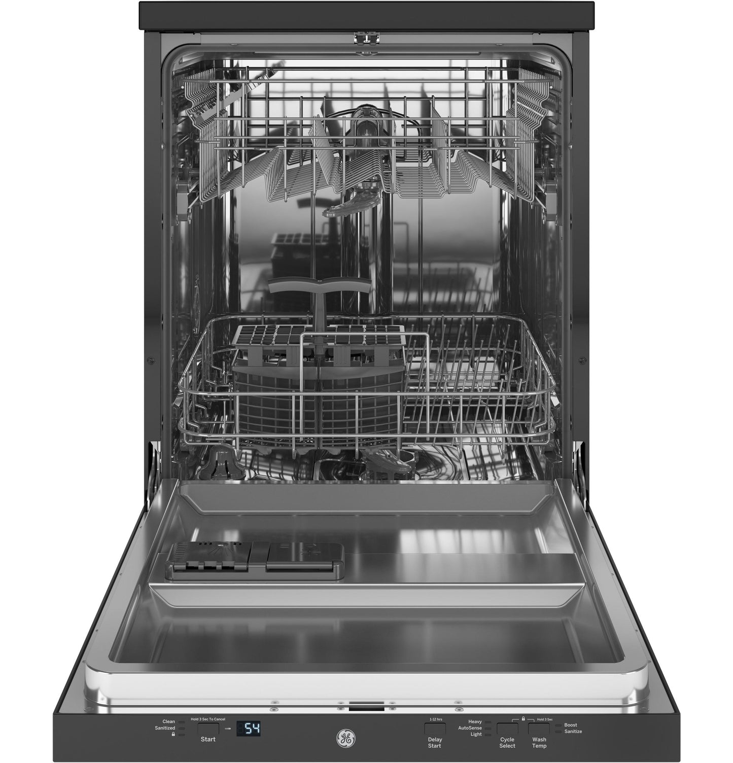 GPT225SGLBB GE® ENERGY STAR® 24" Stainless Steel Interior Portable Dishwasher with Sanitize Cycle