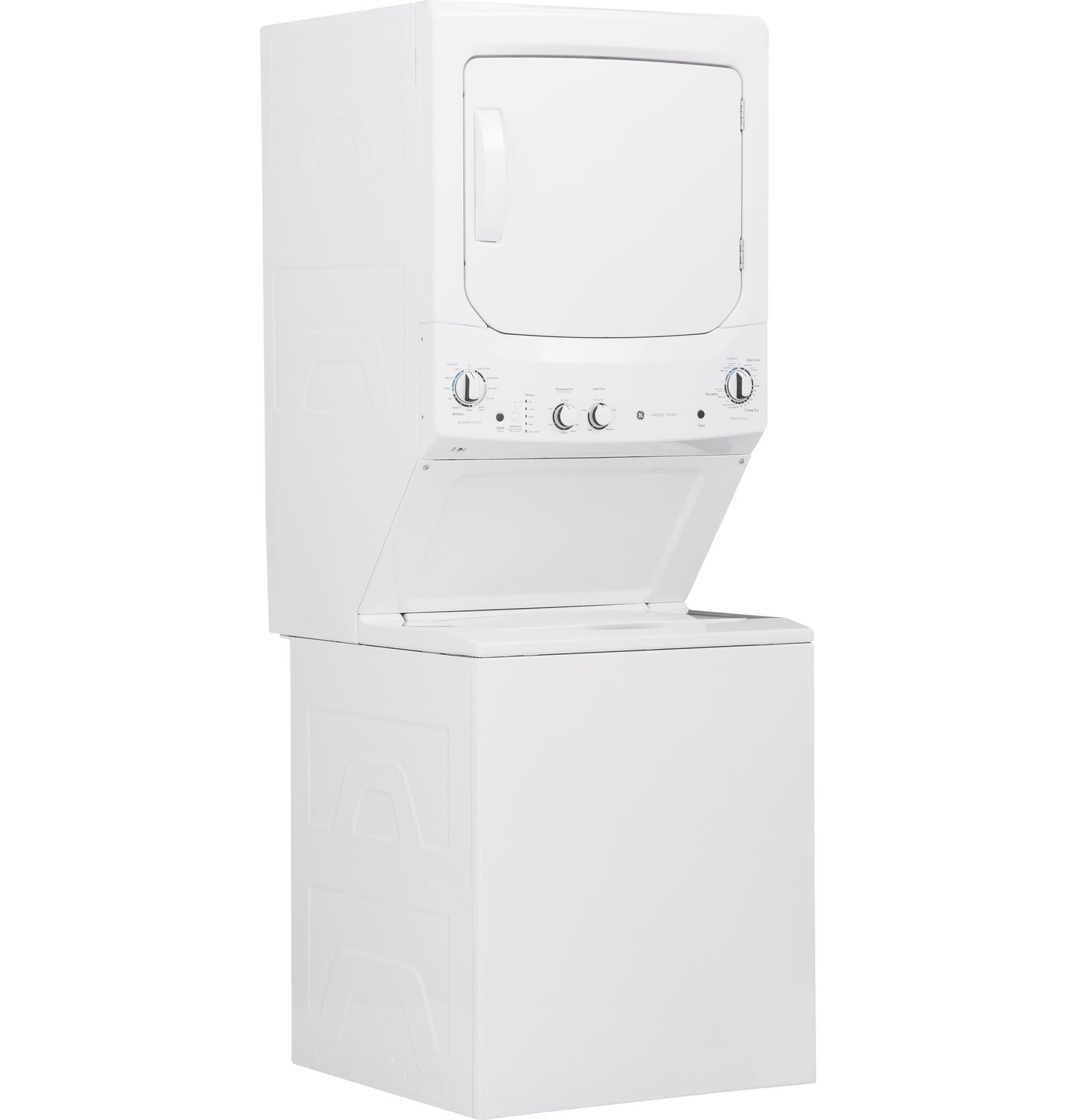 GUV27ESSMWW GE Unitized Spacemaker® 3.8 cu. ft. Capacity Washer with Stainless Steel Basket and 5.9 cu. ft. Capacity Long Vent Electric Dryer