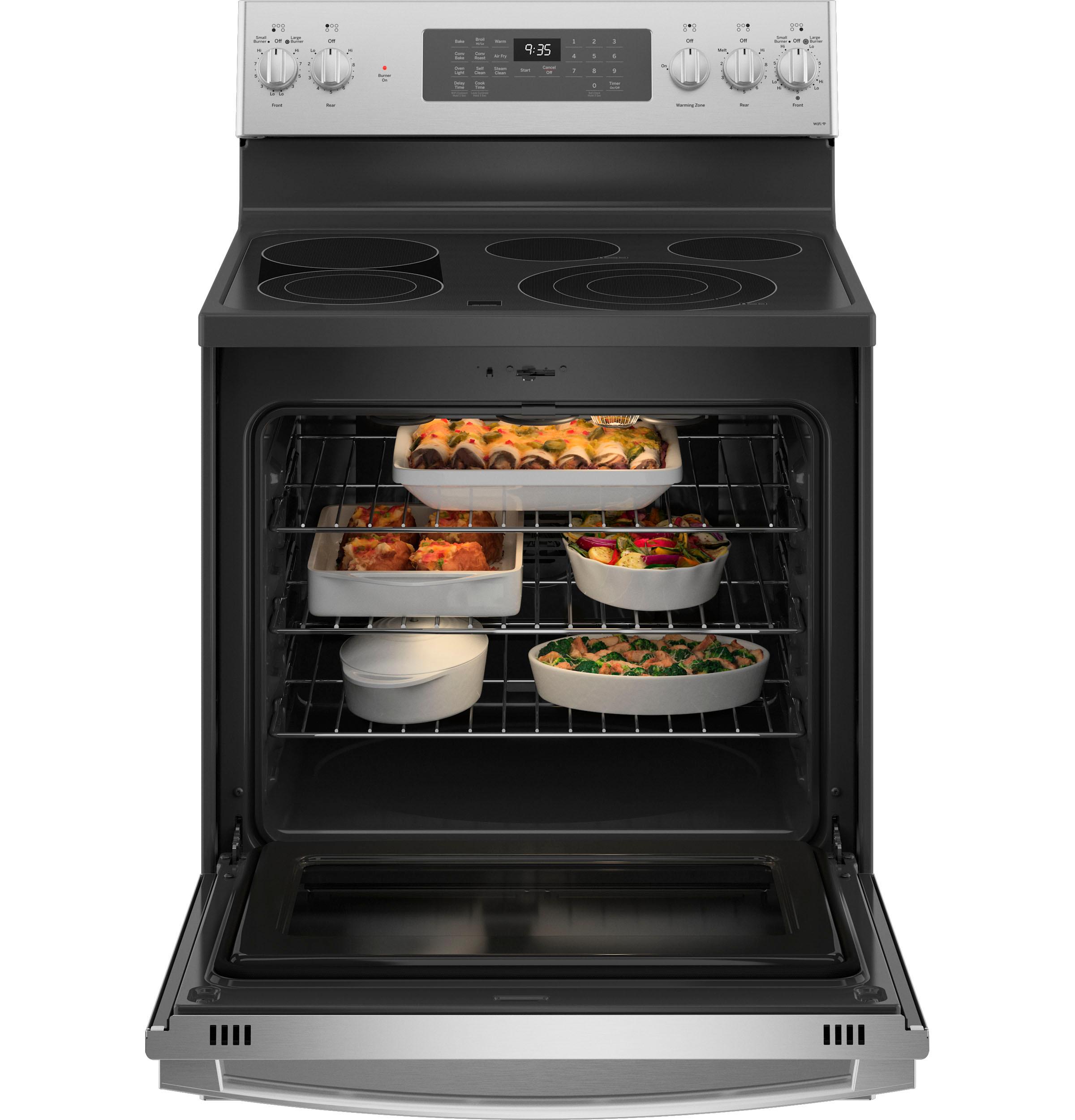 GE Profile™ 30" Smart Free-Standing Electric Convection Fingerprint Resistant Range with No Preheat Air Fry