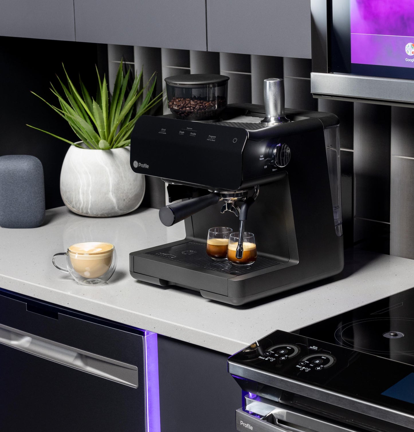 P7CESAS6RBB GE Profile™ Semi Automatic Espresso Machine + Frother