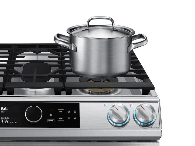 Samsung 6.3 cu. ft. Flex Duo™ Front Control Slide-in Dual Fuel Range with Smart Dial, Air Fry, and Wi-Fi in Stainless Steel