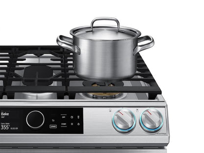 Samsung 6.3 cu. ft. Flex Duo™ Front Control Slide-in Dual Fuel Range with Smart Dial, Air Fry, and Wi-Fi in Stainless Steel
