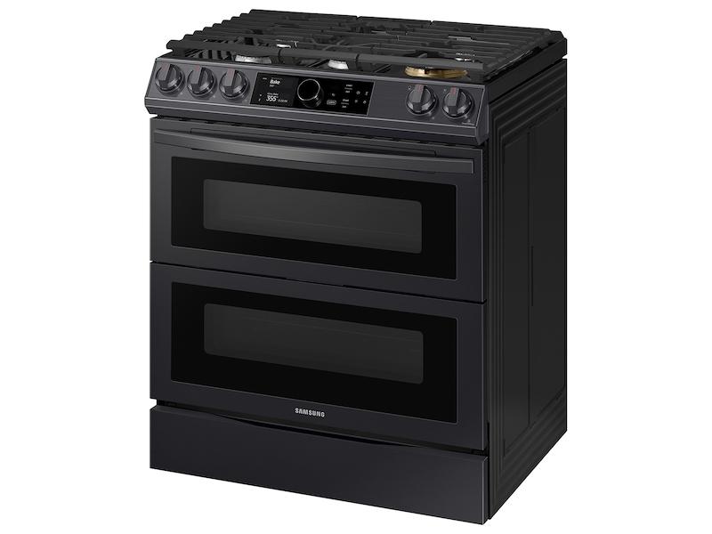 Samsung 6.3 cu. ft. Flex Duo™ Front Control Slide-in Dual Fuel Range with Smart Dial, Air Fry, and Wi-Fi in Black Stainless Steel