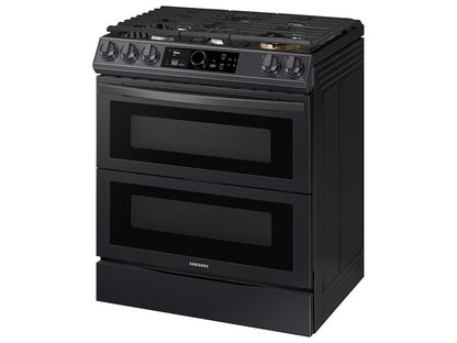 Samsung 6.3 cu. ft. Flex Duo™ Front Control Slide-in Dual Fuel Range with Smart Dial, Air Fry, and Wi-Fi in Black Stainless Steel