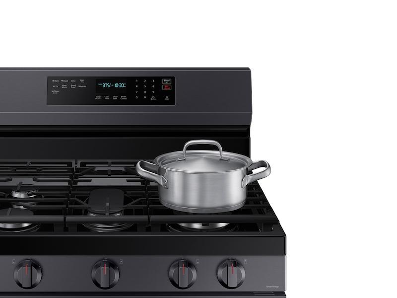 Samsung 6.0 cu. ft. Smart Freestanding Gas Range with No-Preheat Air Fry and Convection  in Black Stainless Steel