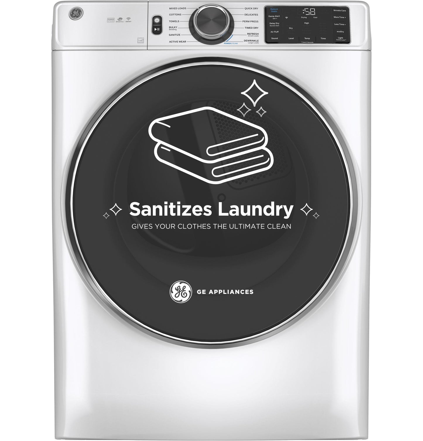 GE® 7.8 cu. ft. Capacity Smart Front Load Gas Dryer with Steam and Sanitize Cycle