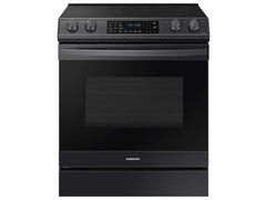 Samsung 6.3 cu. ft. Smart Slide-in Electric Range with Air Fry in Black Stainless Steel